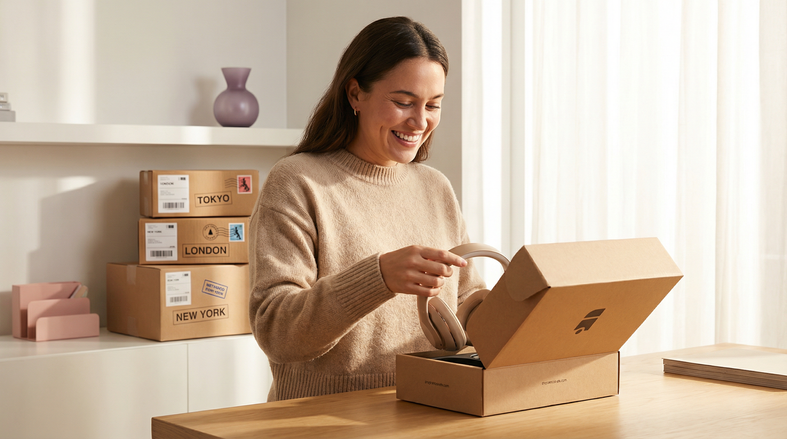 DTC brand products being unboxed and reviewed by international UGC creators for authentic marketing content